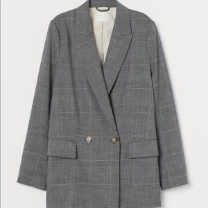NWT Plaid Double-Breasted Blazer